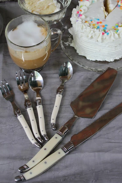 French Home 2 Piece Laguiole Conoisseur Cake Slicer And Server Set  Faux Ivory In Ivory