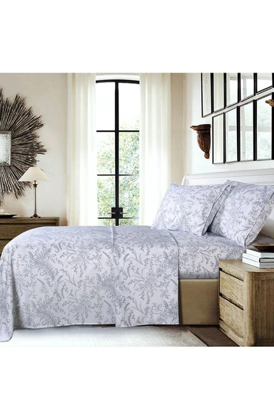 Southshore Fine Linens Winter Brush Sheet Set In White W/ Black Flowers