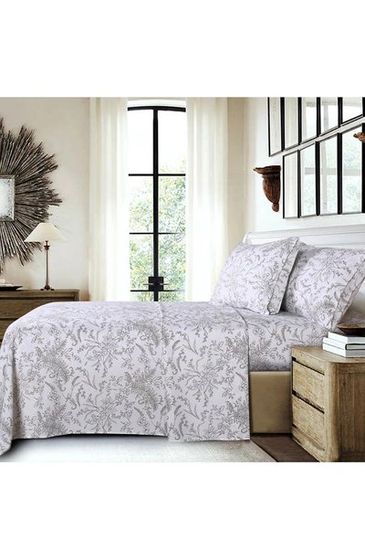 Southshore Fine Linens Winter Brush Sheet Set In White W/ Warm Sand Flowers