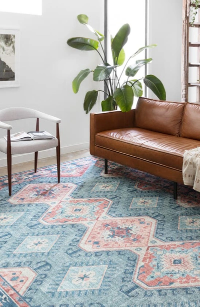 Loloi Ii Rosette Collection Rug In Turquoise / Terracotta