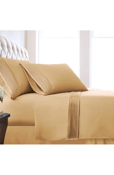Southshore Fine Linens Premium Collection Pleated Extra Deep Pocket Sheet Set In Gold