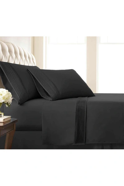 Southshore Fine Linens Premium Collection Pleated Extra Deep Pocket Sheet Set In Black