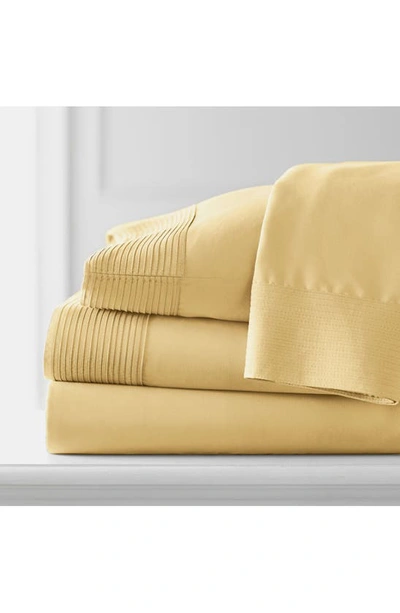 Shop Southshore Fine Linens Premium Collection Pleated Extra Deep Pocket Sheet Set In Gold