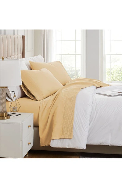 Shop Southshore Fine Linens Premium Collection Pleated Extra Deep Pocket Sheet Set In Gold