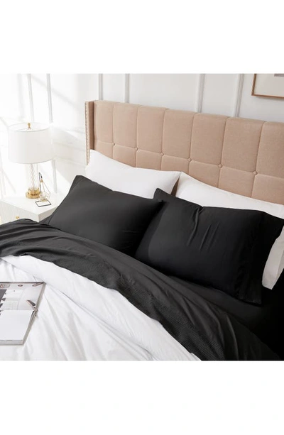 Southshore Fine Linens Premium Collection Pleated Extra Deep Pocket Sheet Set In Black