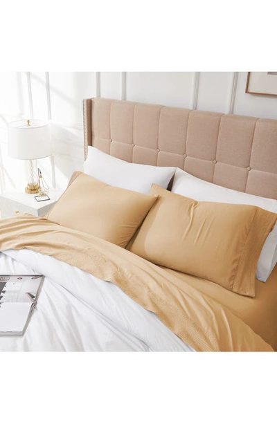 Southshore Fine Linens Premium Collection Pleated Extra Deep Pocket Sheet Set In Gold