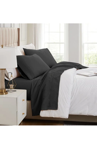 Southshore Fine Linens Premium Collection Pleated Extra Deep Pocket Sheet Set In Black