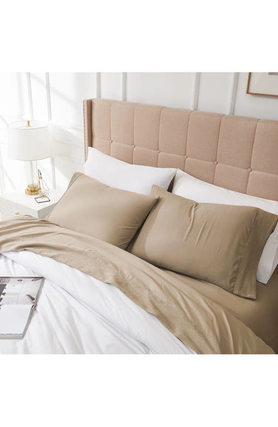 Southshore Fine Linens Premium Collection Pleated Extra Deep Pocket Sheet Set In Taupe