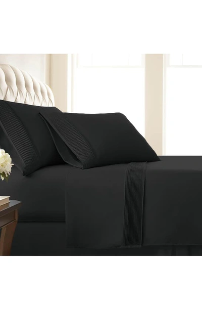 Southshore Fine Linens Premium Collection Pleated Extra Deep Pocket Sheet Set In Black