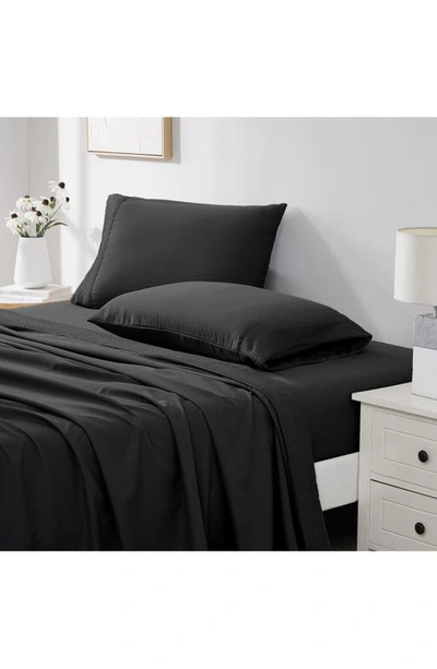 Southshore Fine Linens Premium Collection Pleated Extra Deep Pocket Sheet Set In Black
