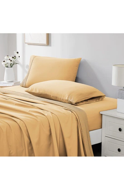 Southshore Fine Linens Premium Collection Pleated Extra Deep Pocket Sheet Set In Gold