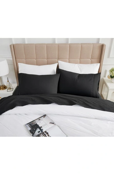 Southshore Fine Linens Premium Collection Pleated Extra Deep Pocket Sheet Set In Black