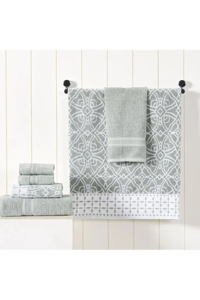 Modern Threads Yarn Dyed Jacquard/solid Towel 6-piece Set In Dark Sage