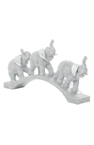Willow Row Silver Polystone Glam Elephant Sculpture In Silver