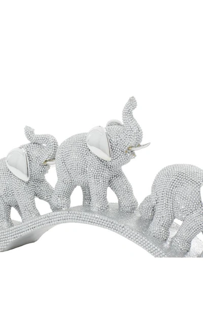 Willow Row Silver Polystone Glam Elephant Sculpture In Silver