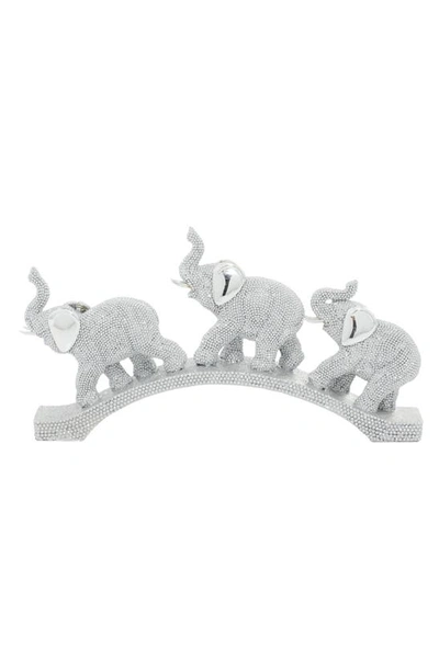 Willow Row Silver Polystone Glam Elephant Sculpture In Silver