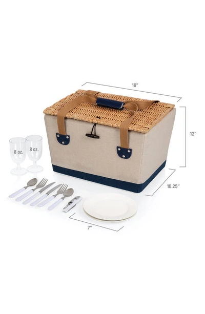 Picnic Time Boardwalk 12-piece Picnic Basket Set In Navy/white Stripes