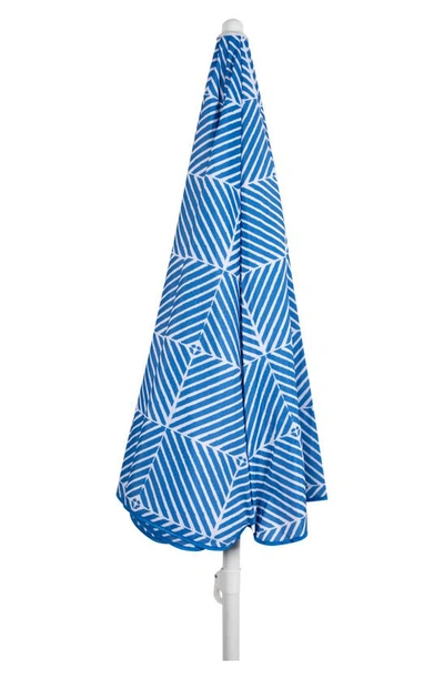 Picnic Time Blue Athens Pattern Portable Beach Umbrella In Blue