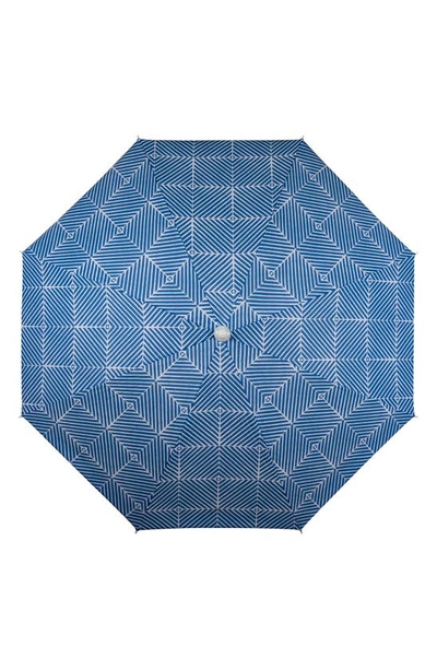 Picnic Time Blue Athens Pattern Portable Beach Umbrella In Blue