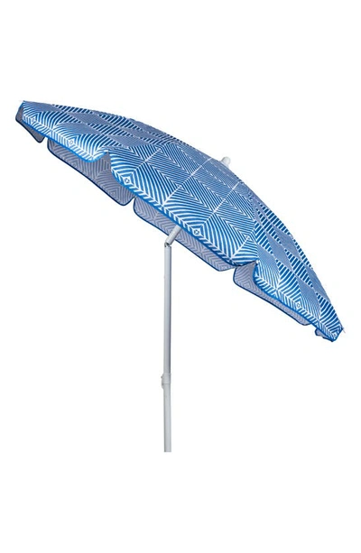Picnic Time Blue Athens Pattern Portable Beach Umbrella In Blue
