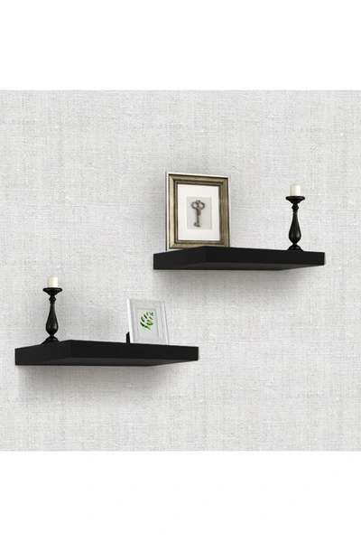 Sorbus Black Floating Rectangle Wall Shelf In Black