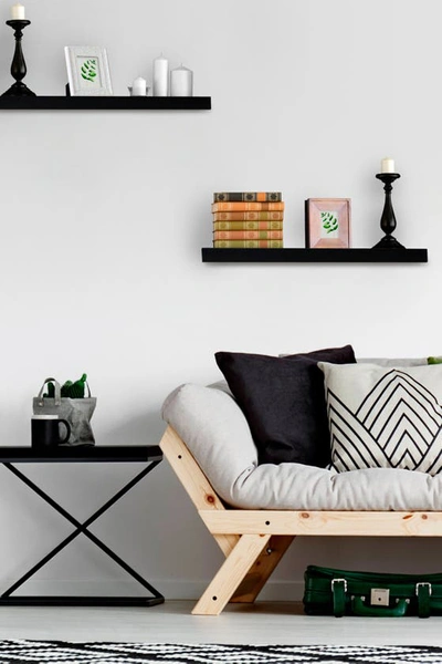 Sorbus Black Floating Rectangle Wall Shelf In Black