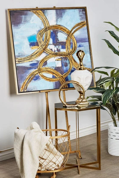 Willow Row Goldtone Metal Modern Easel With Chain Support In Brown