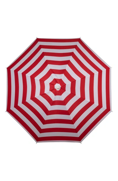 Picnic Time Red Cabana Stripe Portable Beach Umbrella In Red