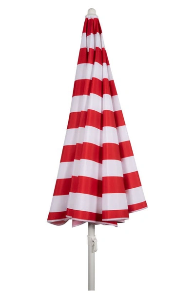 Picnic Time Red Cabana Stripe Portable Beach Umbrella In Red
