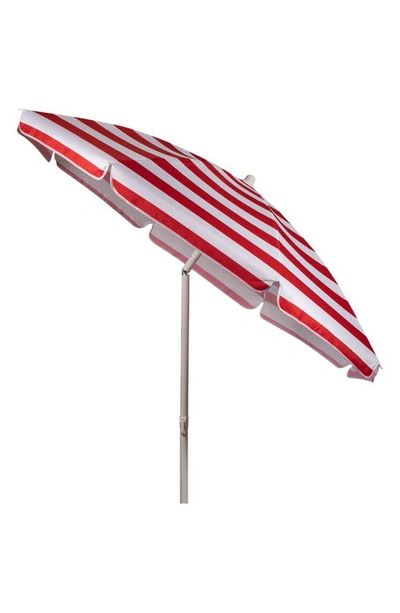 Picnic Time Red Cabana Stripe Portable Beach Umbrella In Red