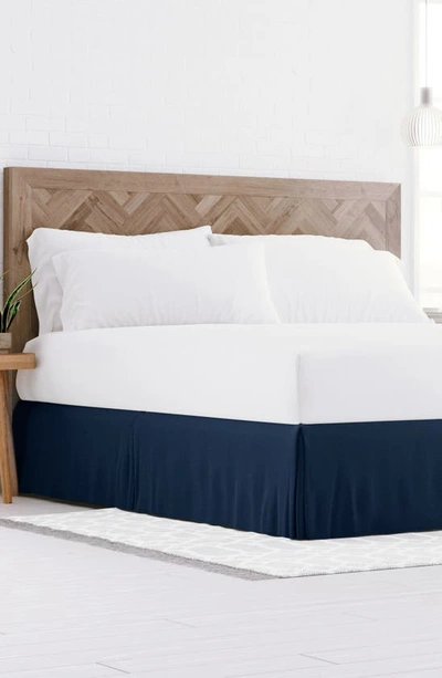 Shop Homespun Premium Pleated Dust Ruffle Bed Skirt In Navy