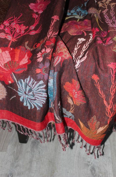 Melange Home Floral Cotton & Wool Blend Blanket In Multi