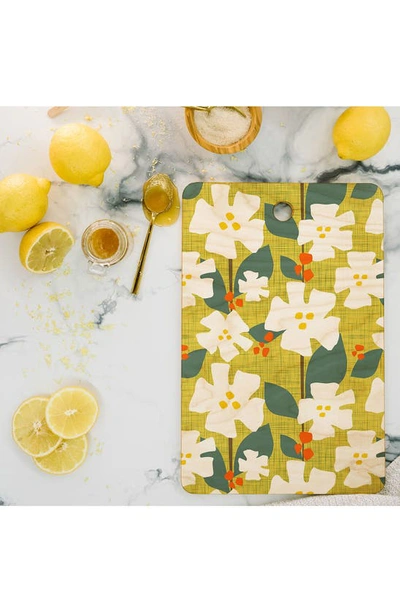 Deny Designs White Flowers And Red Berries By Mirimo Cutting Board In Multi