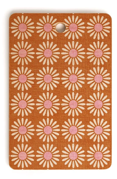 Deny Designs Schatzi Brown Retro Jumbo Daisy Orange Cutting Board In Multi