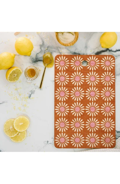 Deny Designs Schatzi Brown Retro Jumbo Daisy Orange Cutting Board In Multi
