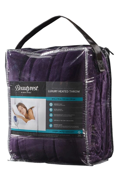 Beautyrest Plush Heated Throw Blanket In Dark Purple