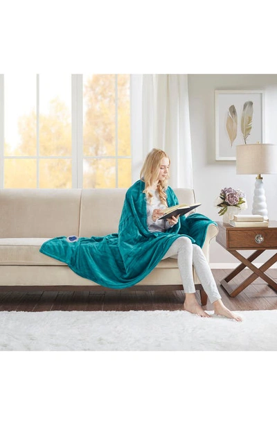 Beautyrest Plush Heated Throw Blanket In Teal