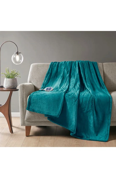 Beautyrest Plush Heated Throw Blanket In Teal
