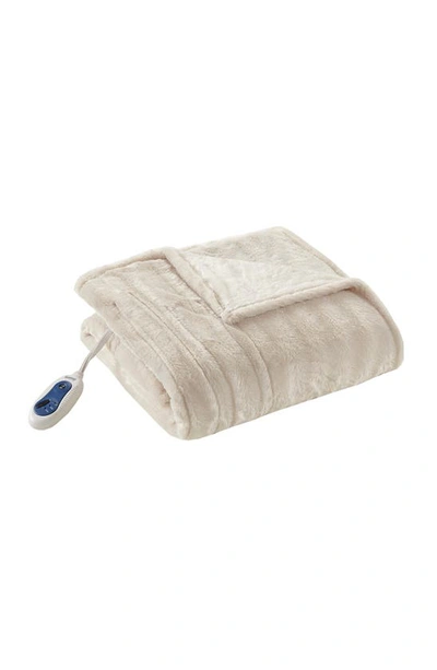 Shop Beautyrest Faux Fur Heated Throw Blanket In Ivory