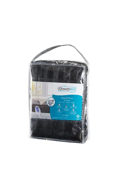 Beautyrest Faux Fur Heated Throw Blanket In Black