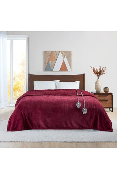 Beautyrest Microlight Berber Full Electric Blanket Bedding In Red