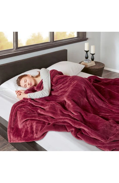 Beautyrest Microlight Berber Full Electric Blanket Bedding In Red