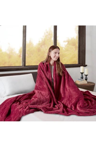 Beautyrest Microlight Berber Full Electric Blanket Bedding In Red