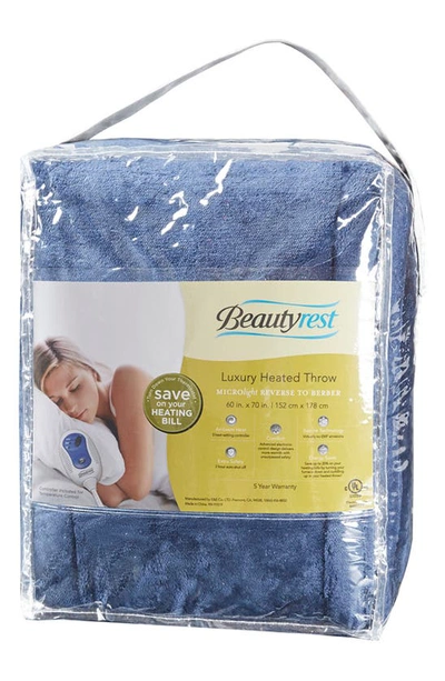 Beautyrest Heated Oversized Throw Blanket In Indigo