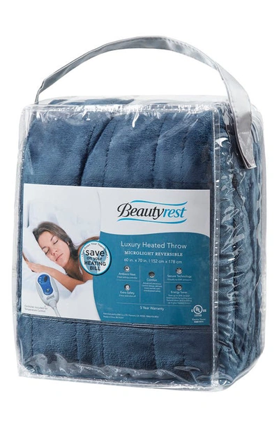 Beautyrest Heated Oversized Throw Blanket In Sapphire Blue