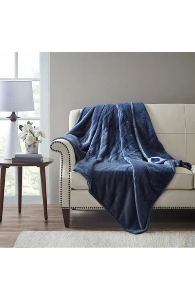 Beautyrest Heated Oversized Throw Blanket In Indigo
