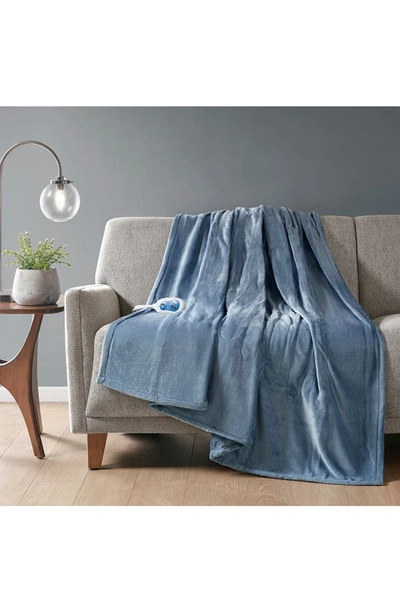 Beautyrest Heated Oversized Throw Blanket In Sapphire Blue