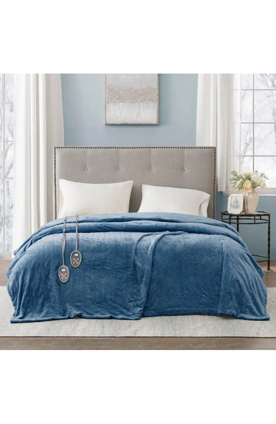 Beautyrest Oeko-tex Heated Blanket In Sapphire Blue