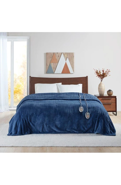 Shop Beautyrest Oeko-tex Heated Blanket In Indigo