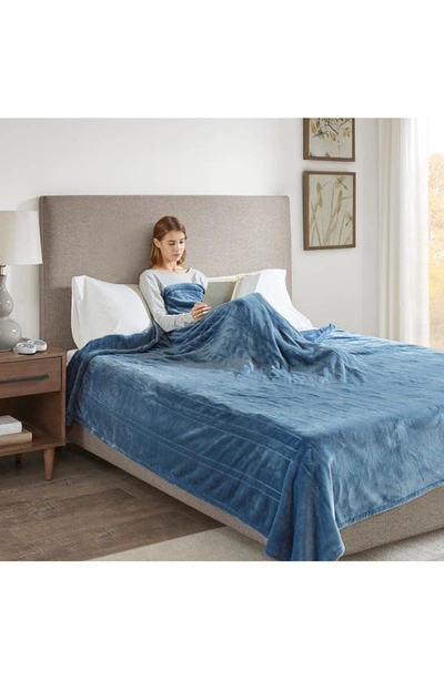 Shop Beautyrest Oeko-tex Heated Blanket In Sapphire Blue